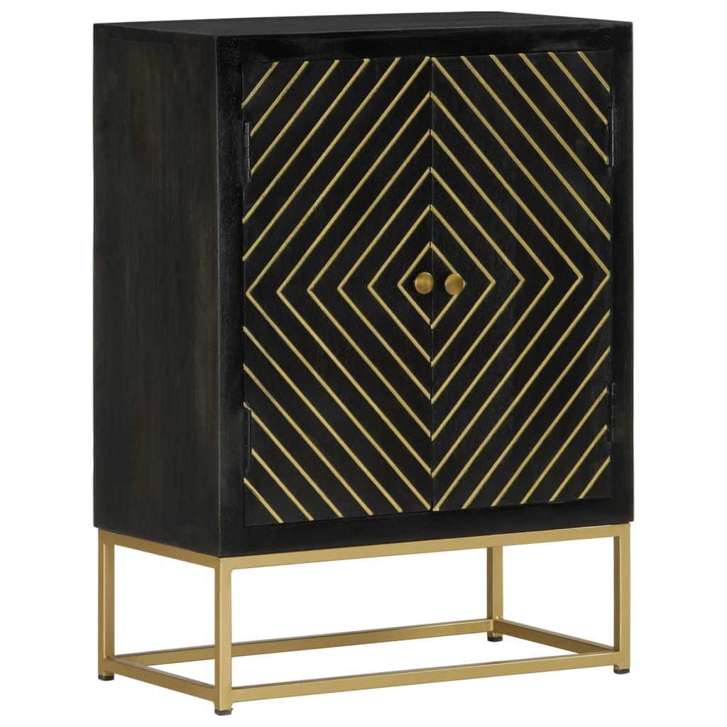 Aparador com 2 portas 55x30x75cm mangueira maciça preto/dourado