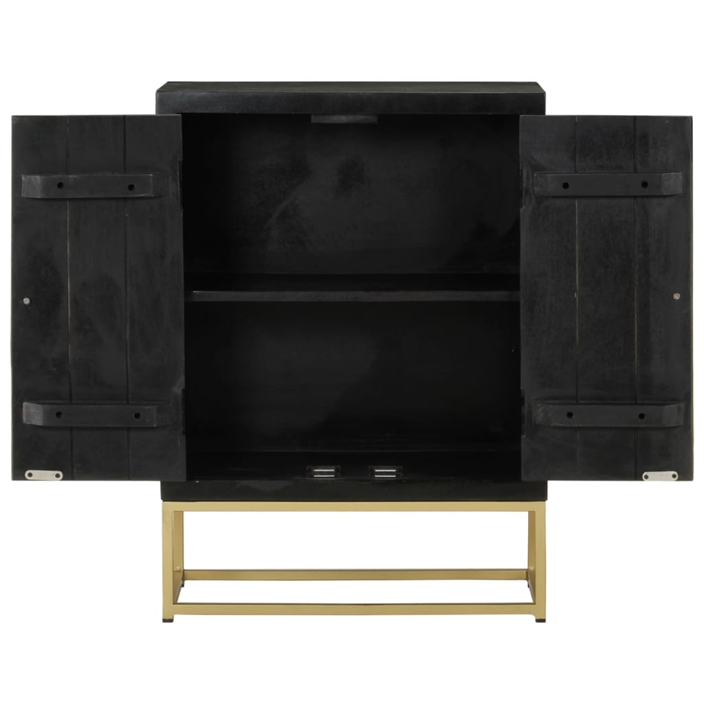 Aparador com 2 portas 55x30x75cm mangueira maciça preto/dourado
