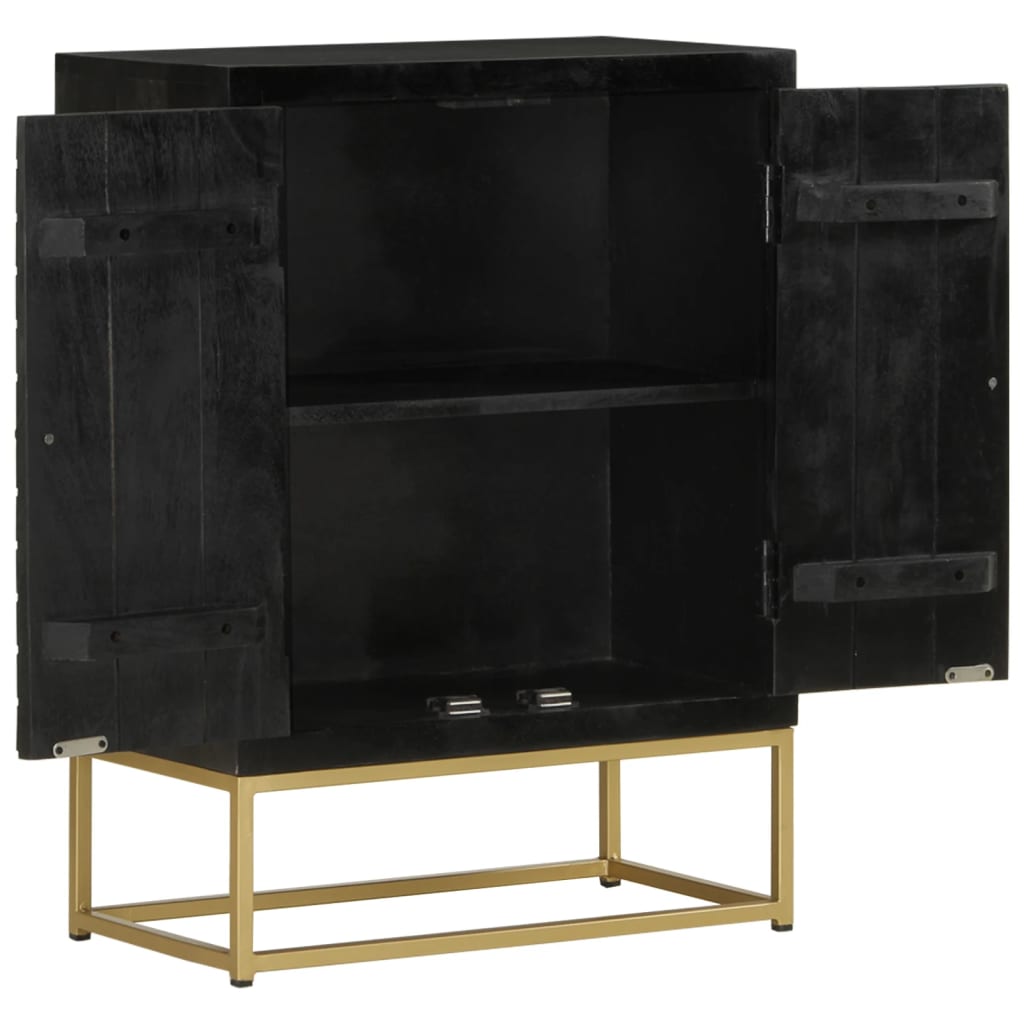 Aparador com 2 portas 55x30x75cm mangueira maciça preto/dourado