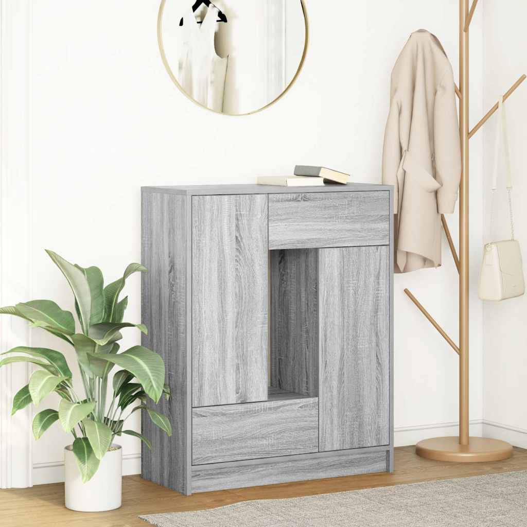 Aparador c/ gavetas e portas 73x31x90 cm sonoma cinzento