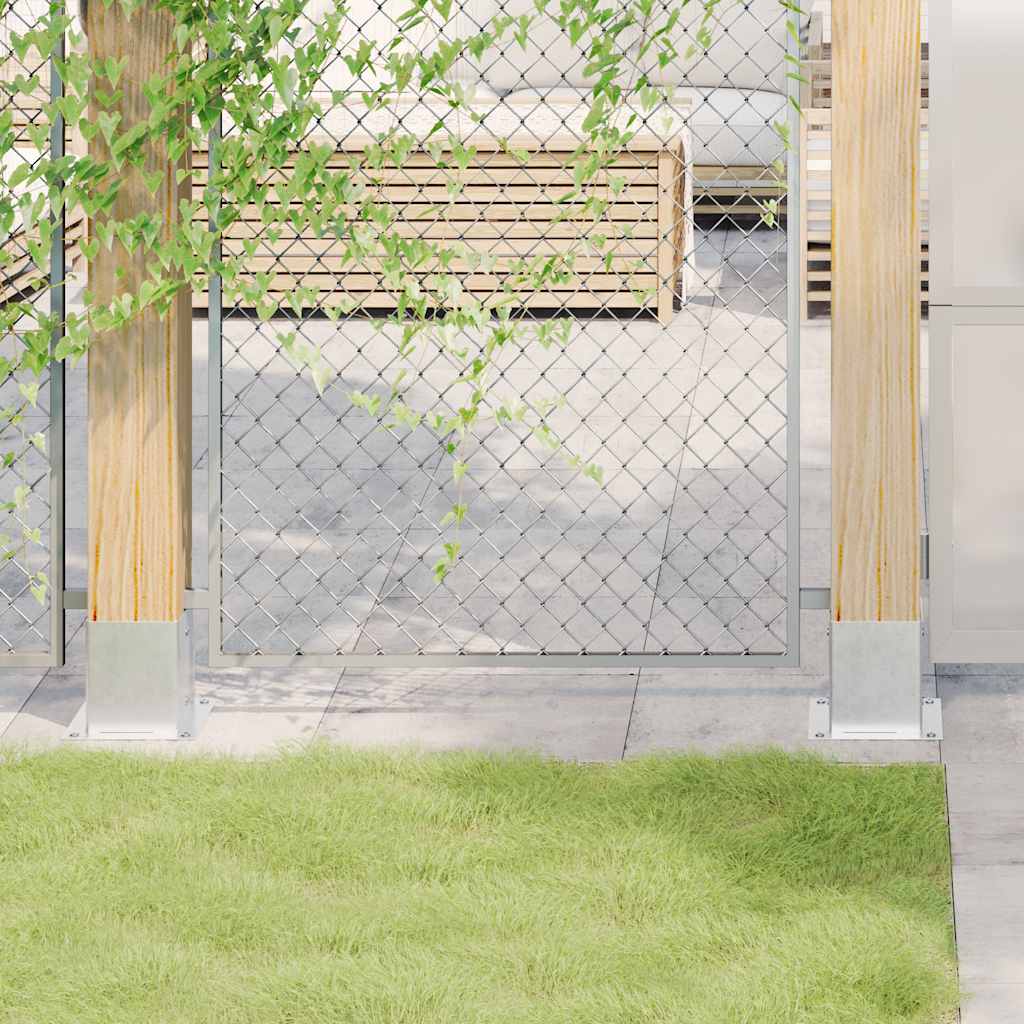 Bases de poste quadradas 4 pcs prata 121x121mm aço galvanizado