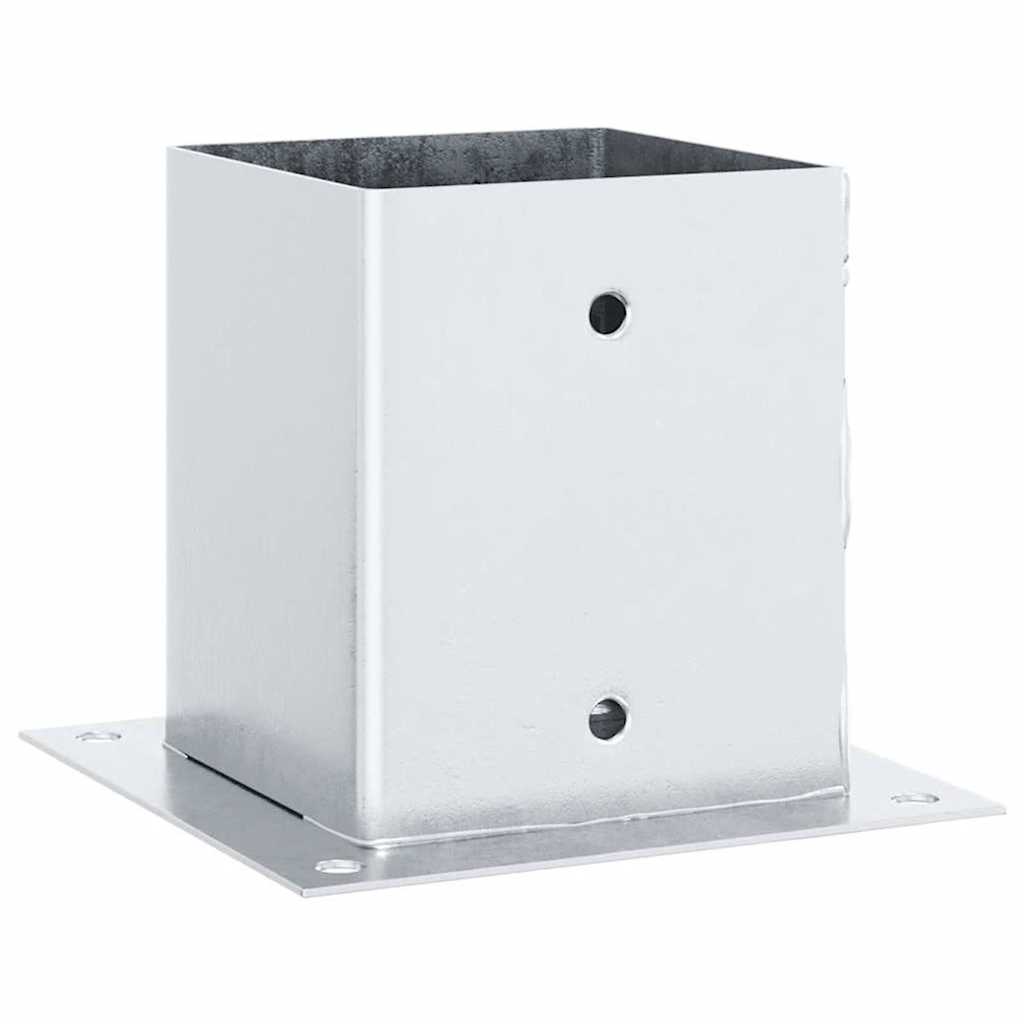 Bases de poste quadradas 4 pcs prata 121x121mm aço galvanizado