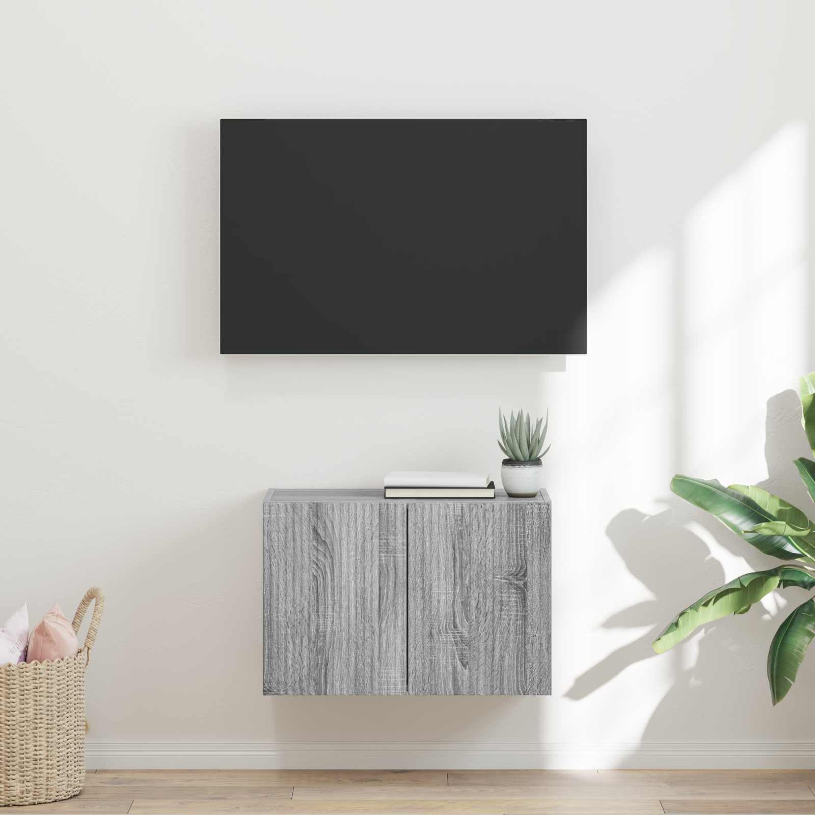 Armário de TV de parede 59,5 x 31 x 40 cm cinza sonoma
