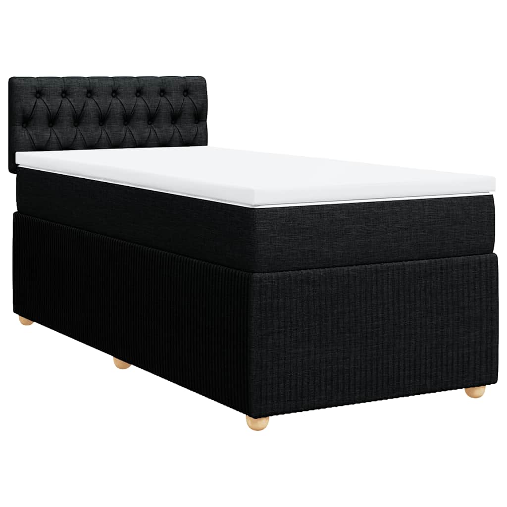 Cama com molas/colchão 100x200 cm tecido preto