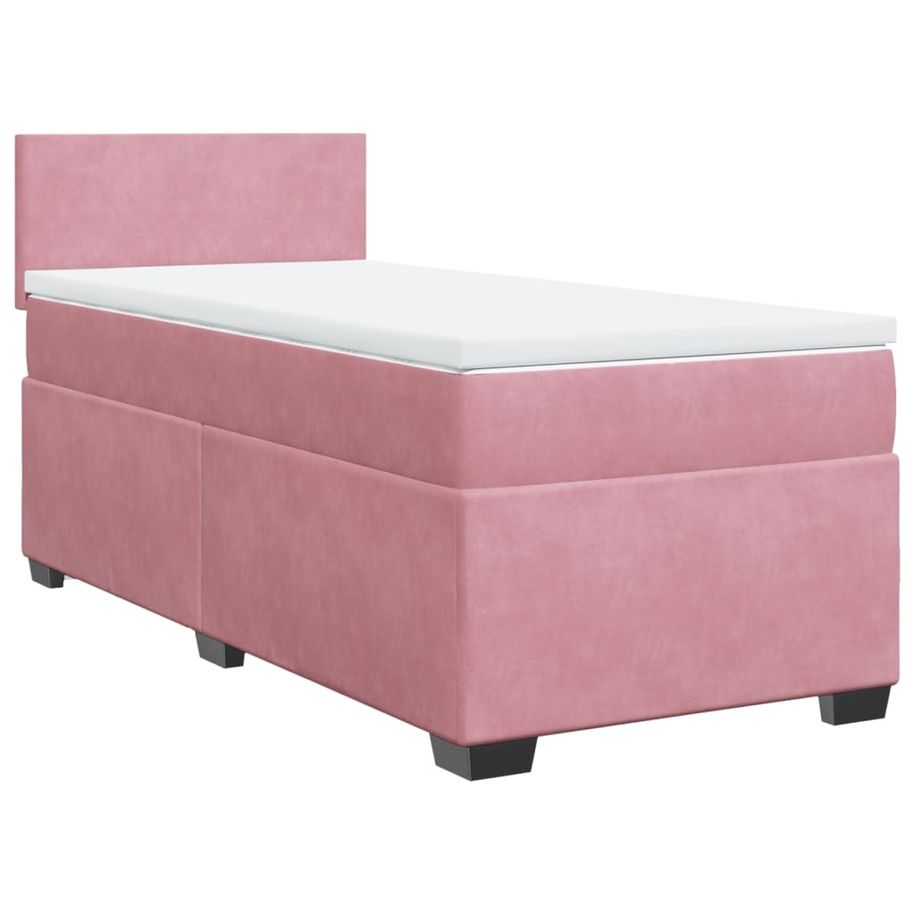 Cama com molas/colchão 90x190 cm veludo rosa