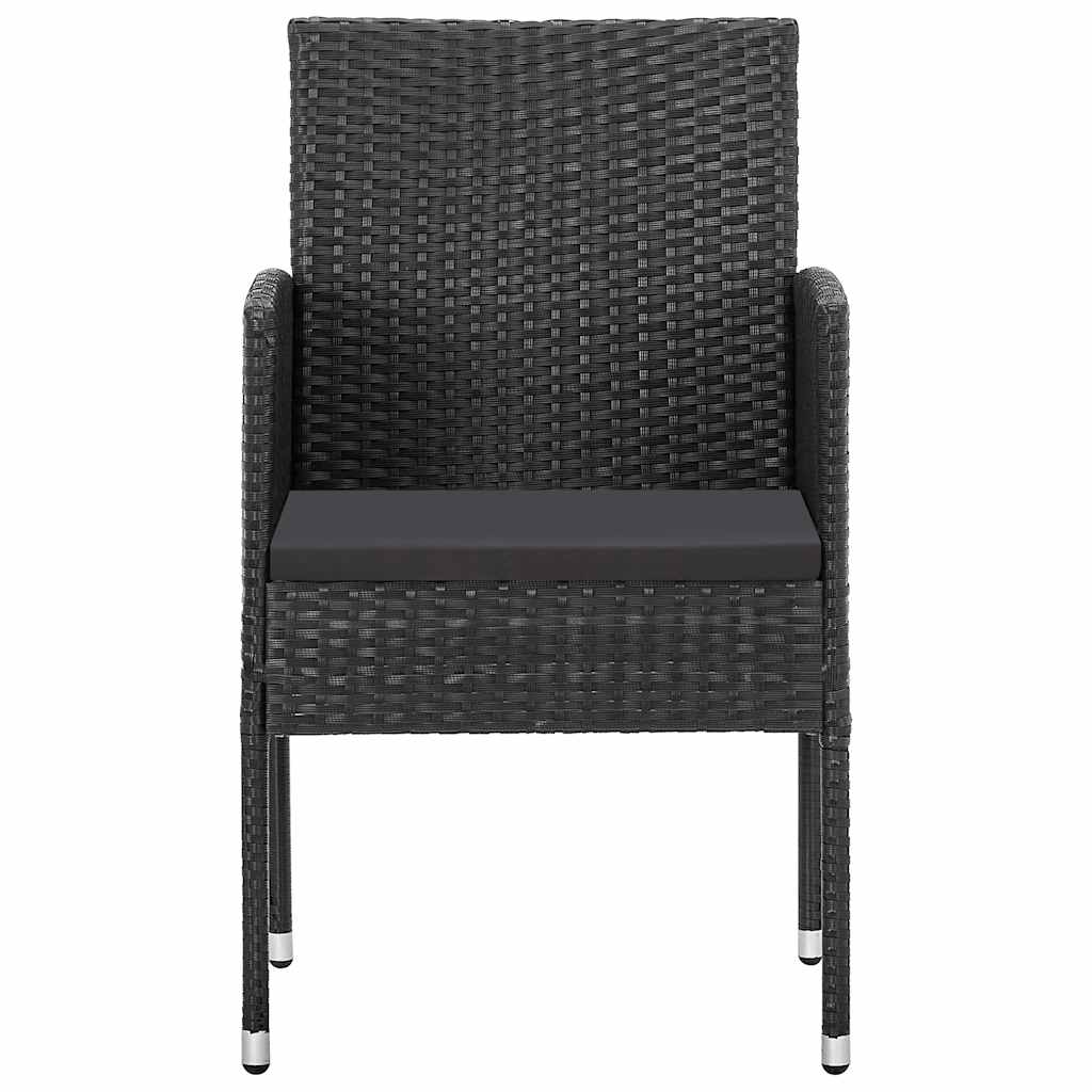 Cadeiras de jardim com almofadões 2 pcs vime PE preto