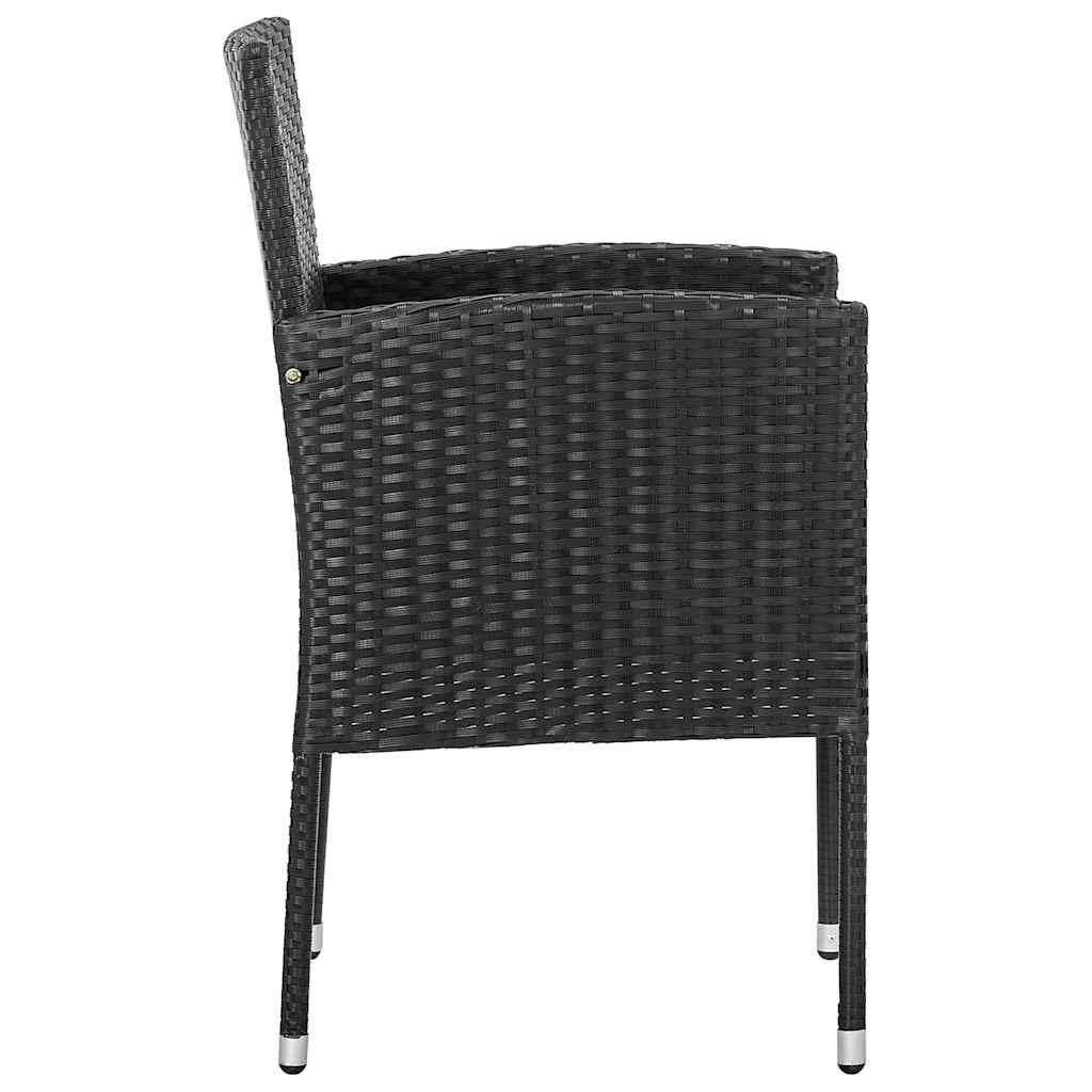 Cadeiras de jardim com almofadões 2 pcs vime PE preto