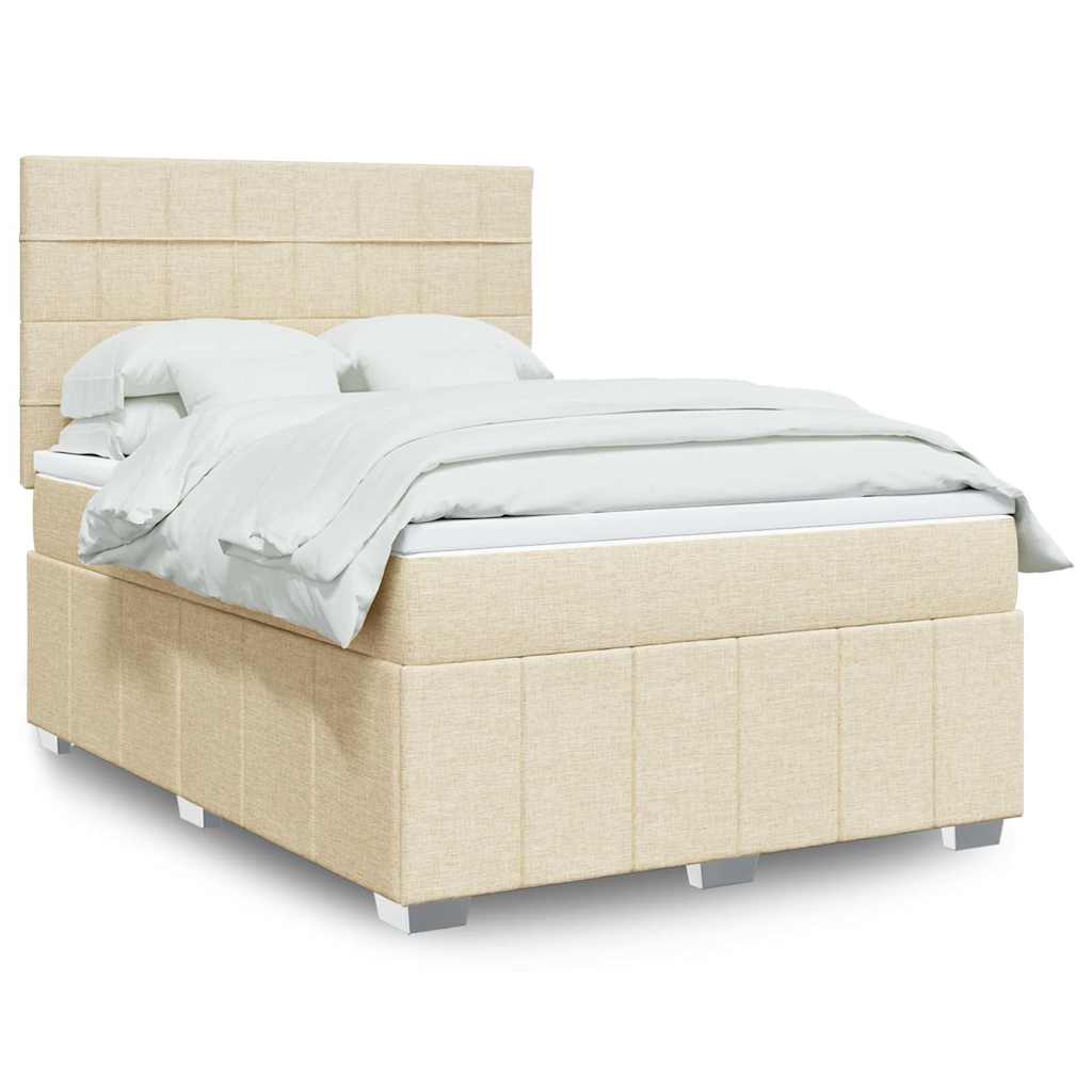 Cama com molas/colchão 140x190 cm tecido cor creme