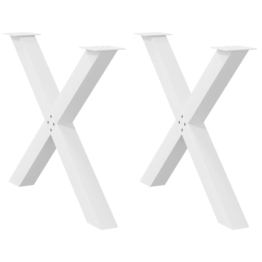 Pés para mesa de jantar em formato de x, 2 peças, branco, 90x (72-73) cm, aço