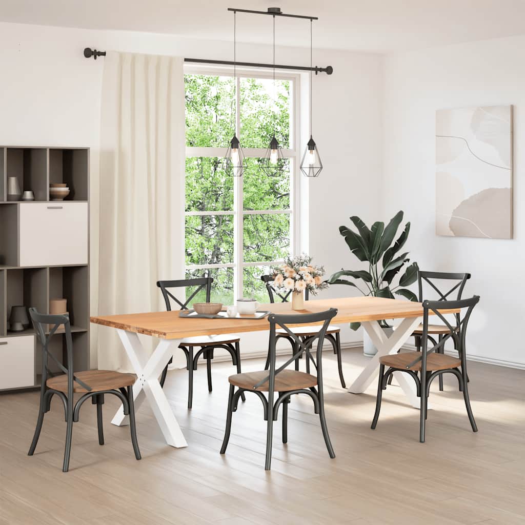 Pés para mesa de jantar em formato de x, 2 peças, branco, 90x (72-73) cm, aço