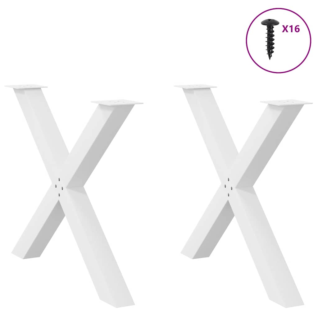 Pés para mesa de jantar em formato de x, 2 peças, branco, 90x (72-73) cm, aço