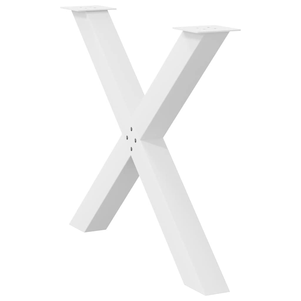 Pés para mesa de jantar em formato de x, 2 peças, branco, 90x (72-73) cm, aço