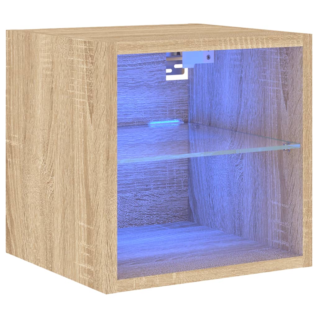 Móvel de parede p/ TV c/ luzes LED 30x28,5x30cm carvalho sonoma