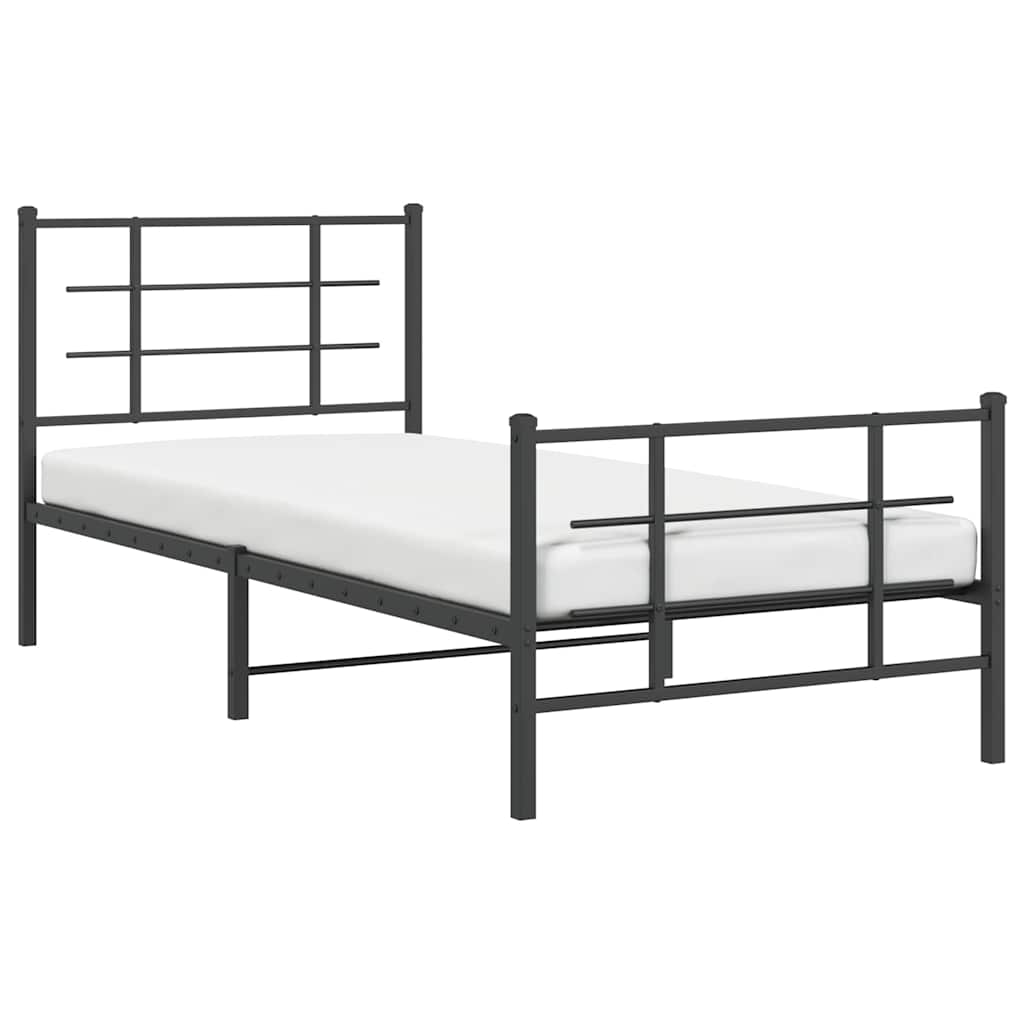 Estrutura de cama com cabeceira e pés 90x200 cm metal preto