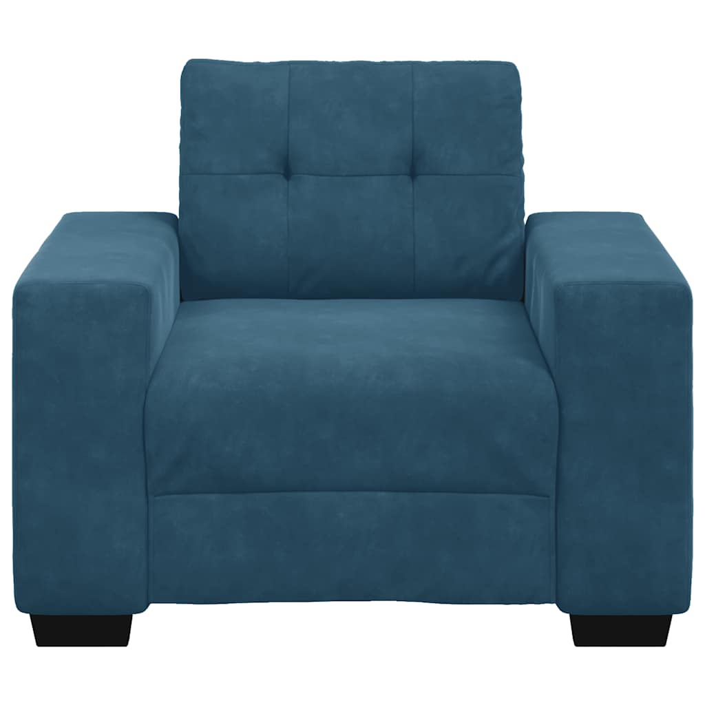 Poltrona de veludo azul, 100x78x80 cm