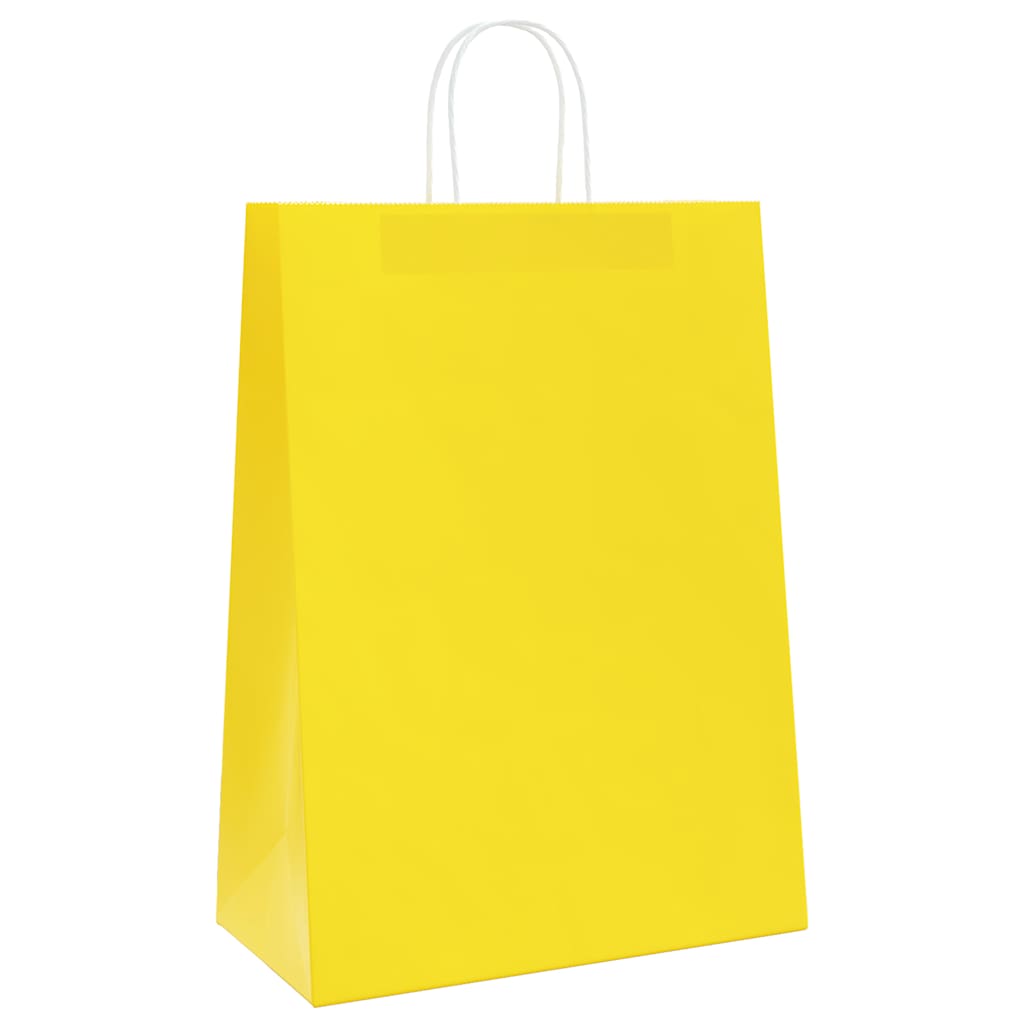 Sacos de papel 50 unid com alças amarelo 32x17x44 cm