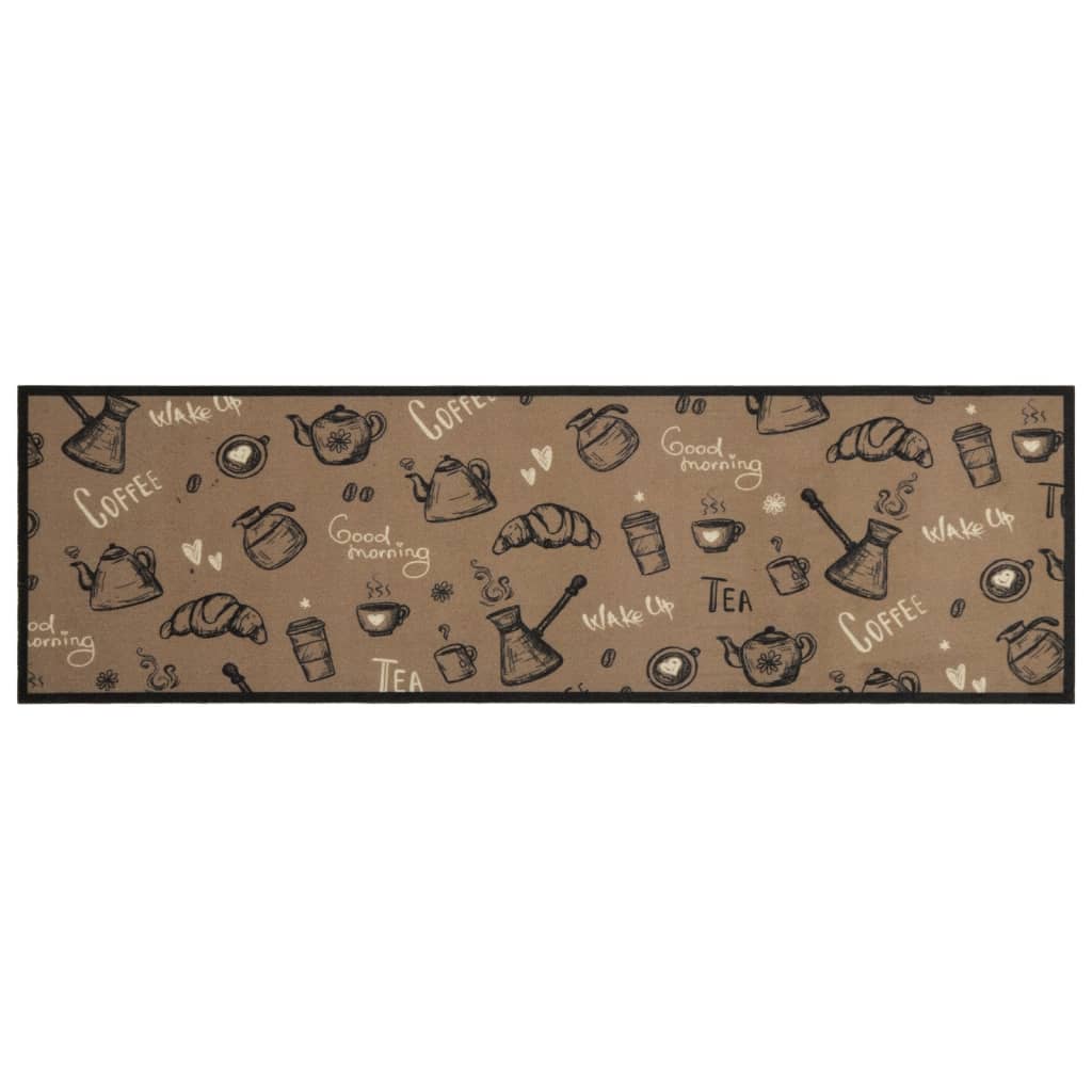 Tapete cozinha lavável 45x150 cm veludo padrão morning castanho