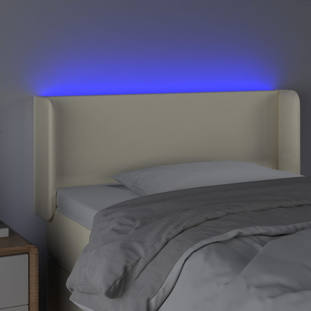 Cabeceira de cama c/ LED 83x16x78/88 cm couro artificial crème