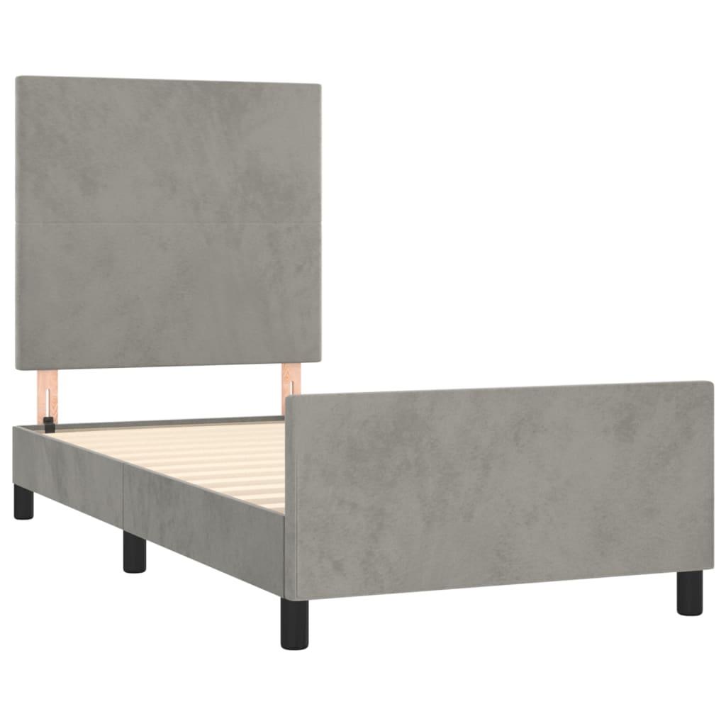 Estrutura de cama sem colchão 90x200 cm veludo cinzento-claro