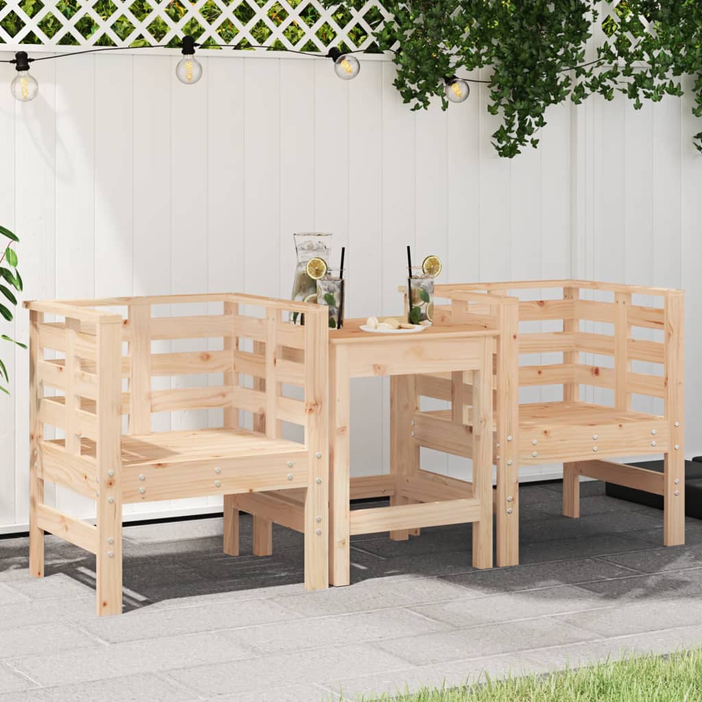Cadeiras de jardim 2 pcs 61,5x53x71 cm madeira de pinho maciça