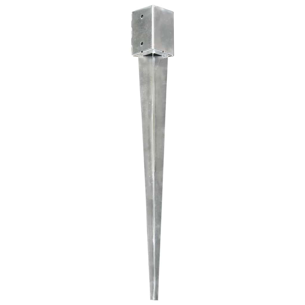 Estacas de enterrar 6 pcs 9x9x90 cm aço galvanizado prateado