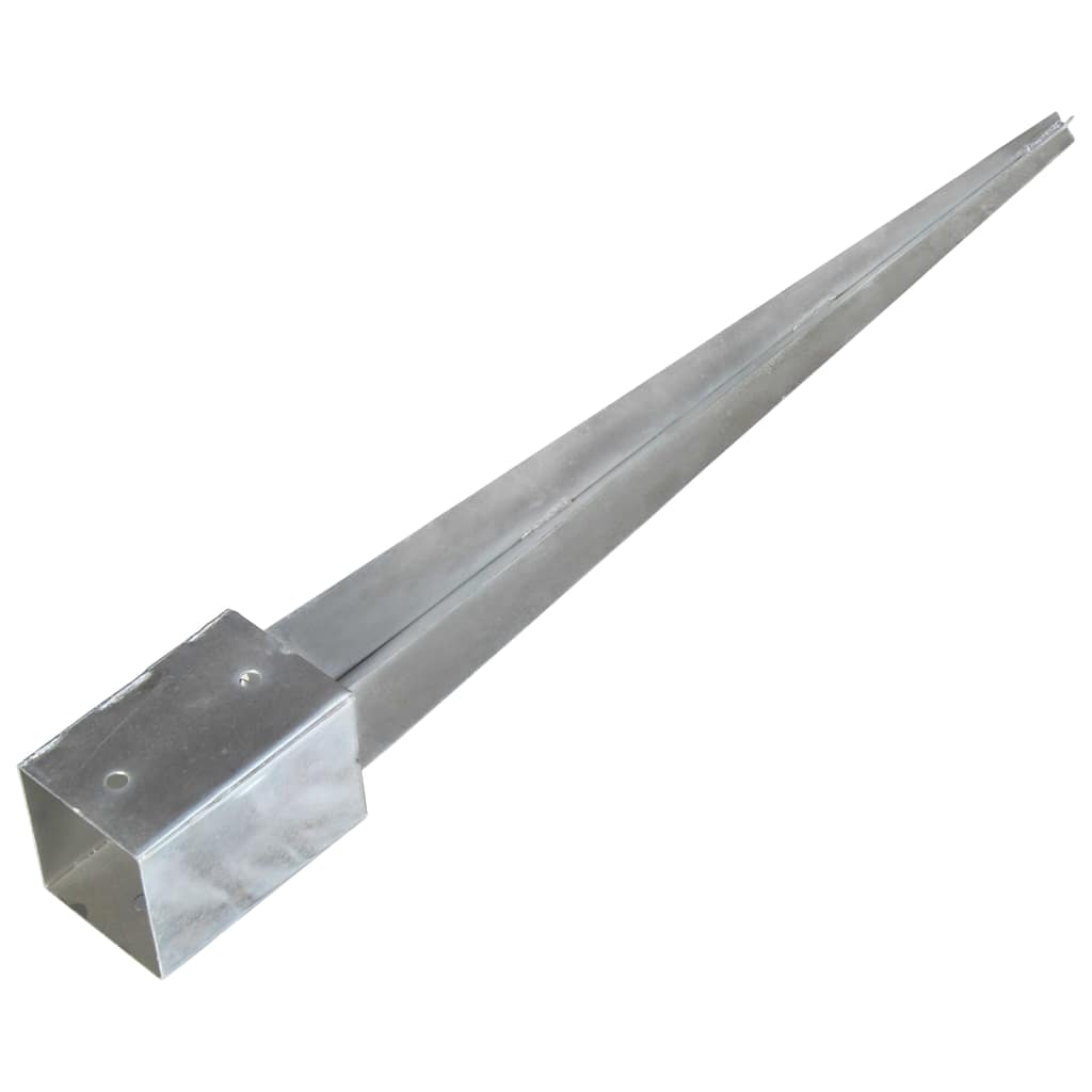 Estacas de enterrar 6 pcs 9x9x90 cm aço galvanizado prateado