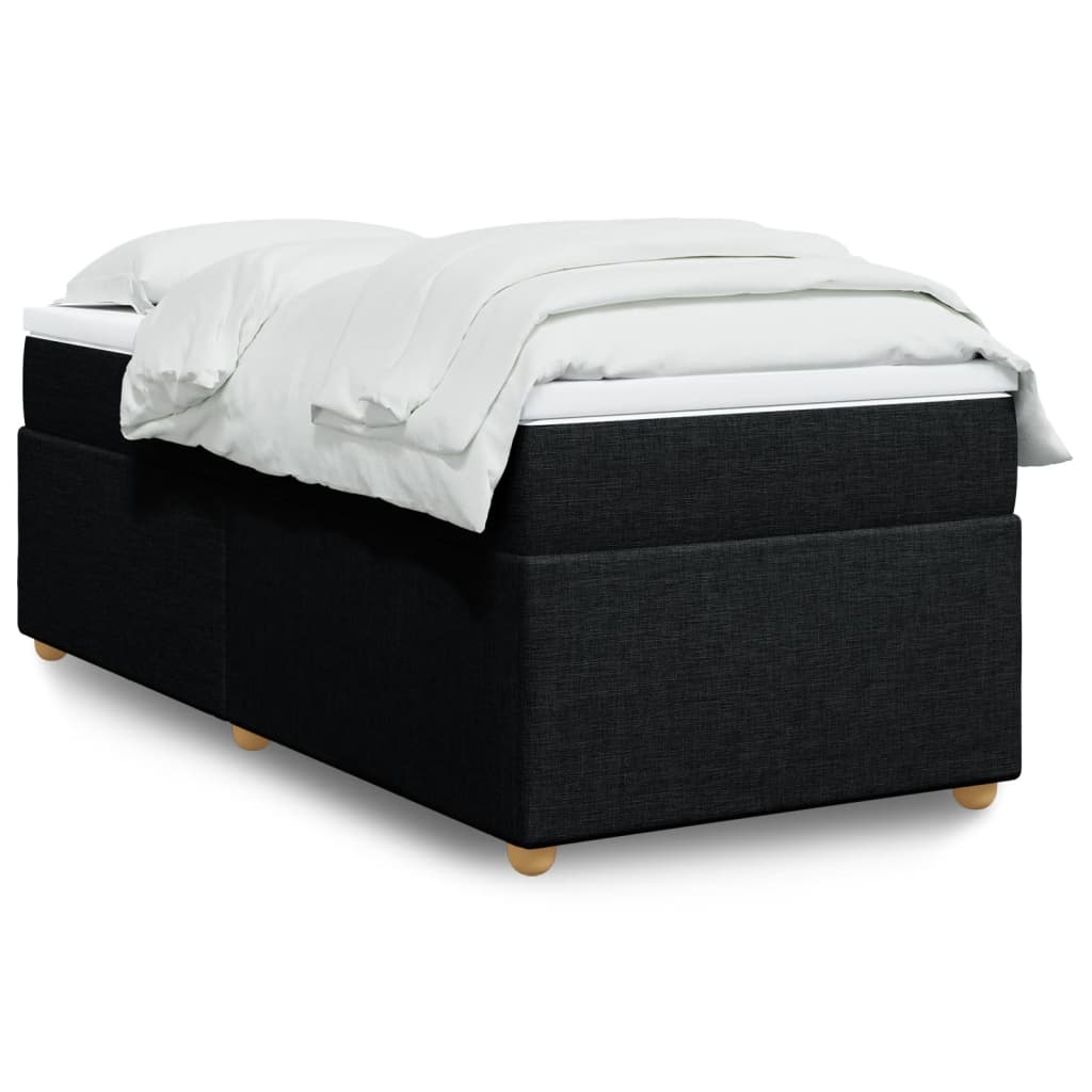 Cama com molas/colchão 90x200 cm tecido preto