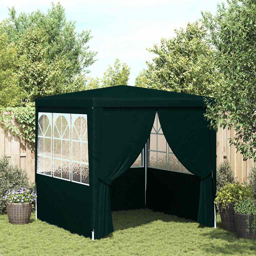 Tenda festas profissional c/ paredes laterais 2x2m 90g/m² verde