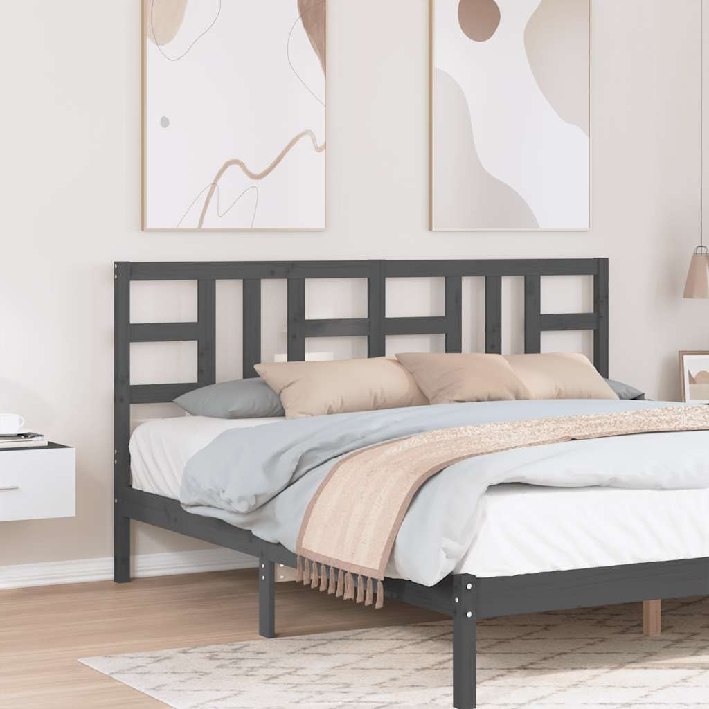 Cabeceira de cama 186x4x100 cm pinho maciço cinzento