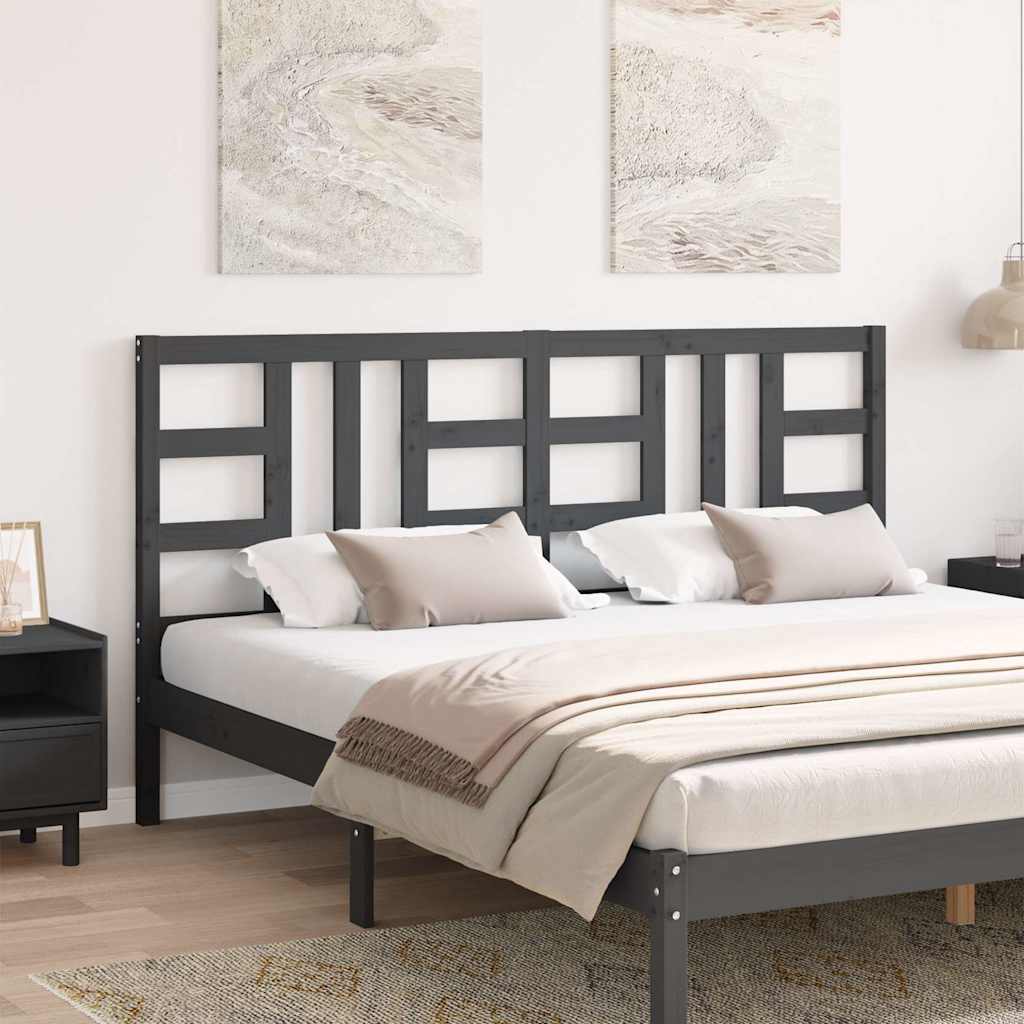 Cabeceira de cama 186x4x100 cm pinho maciço cinzento