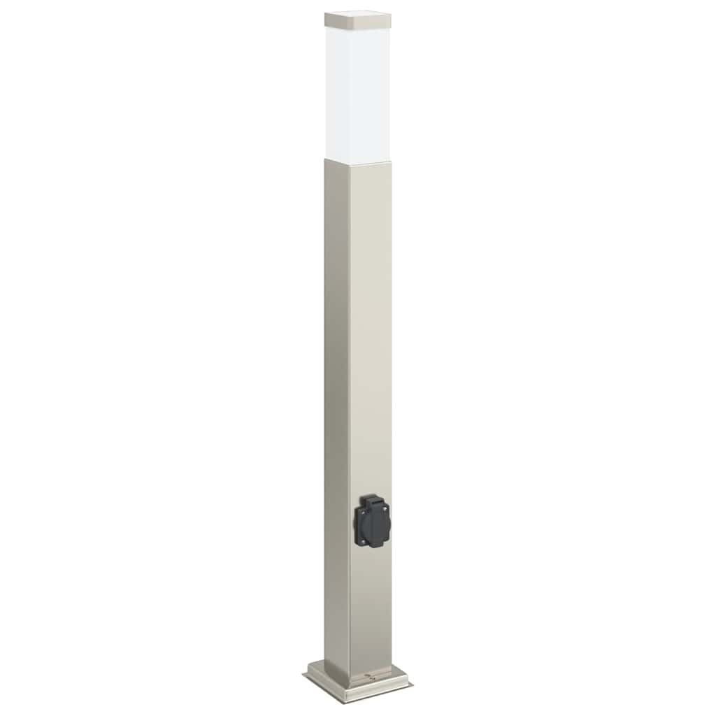 Luminárias de balizador com tomada, 3 peças, 80 cm, aço inoxidável, IP44