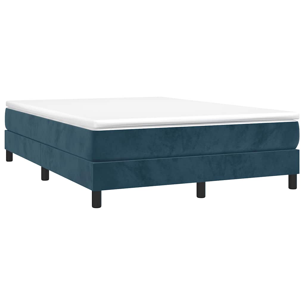 Cama com molas/colchão 140x190 cm veludo azul-escuro