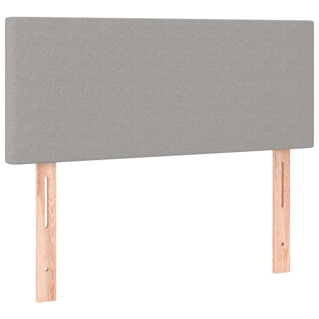 Cabeceira de cama c/luzes LED tecido 100x5x78/88 cm cinza-claro