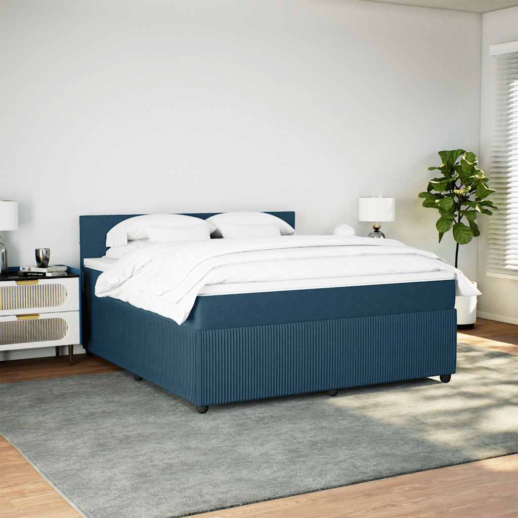 Cama com molas/colchão 180x200 cm veludo azul