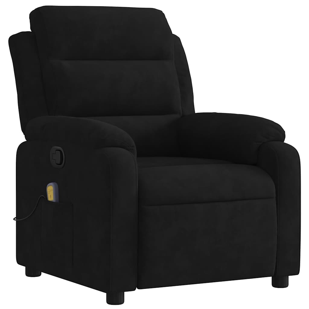 Poltrona de massagem reclinável em veludo preto