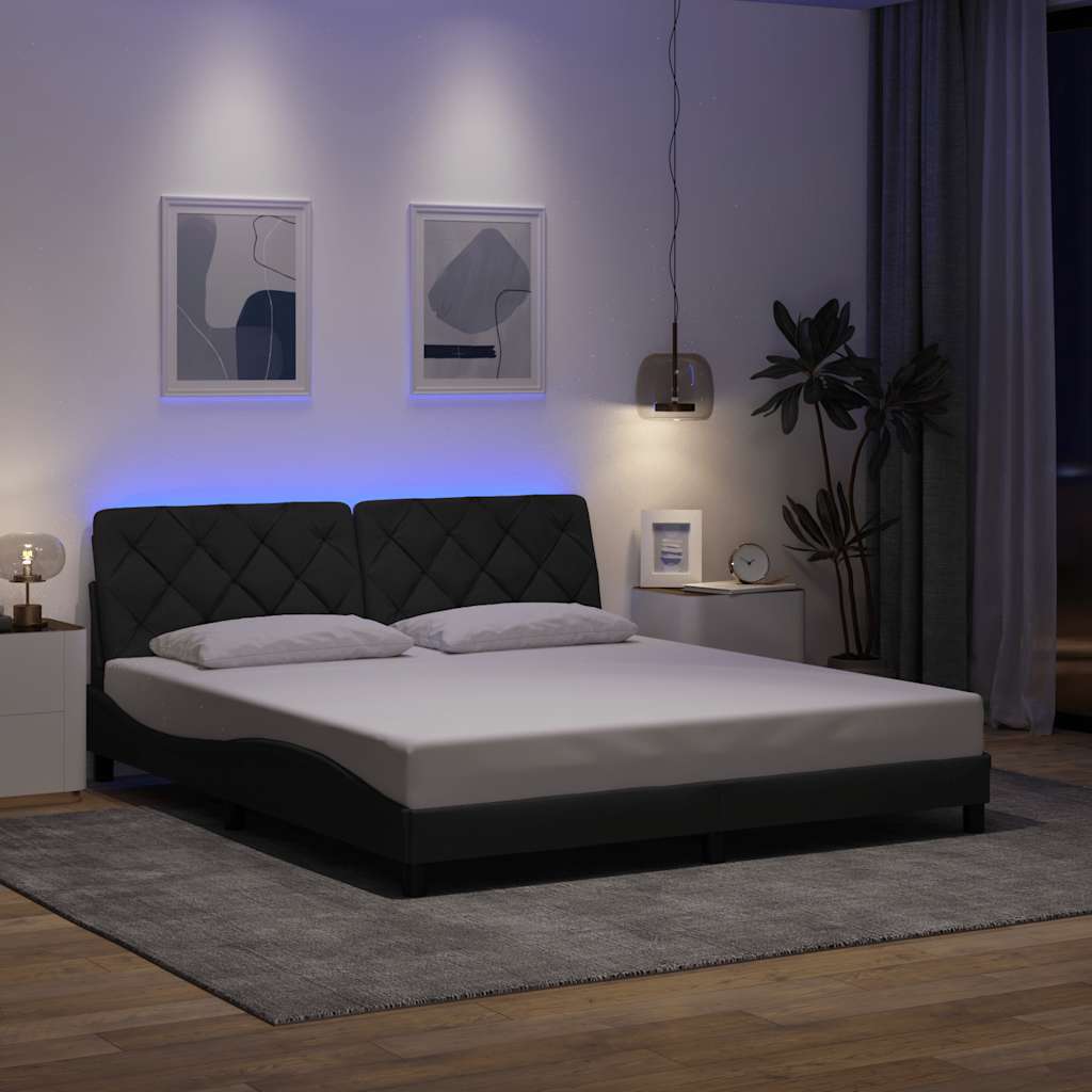 Estrutura de cama com LED sem colchão 180x200 cm tecido