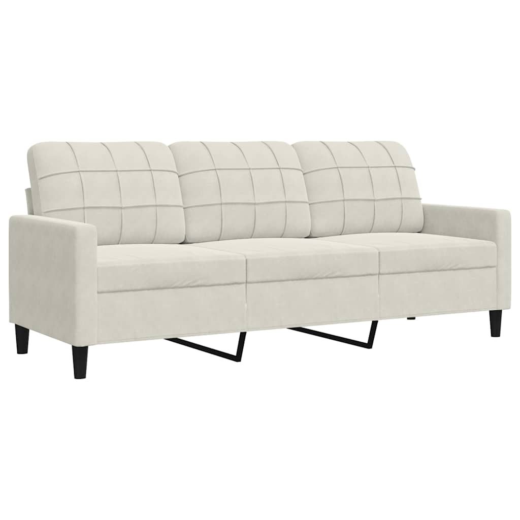4 Pcs conjunto de sofás com almofadões e rolos veludo creme
