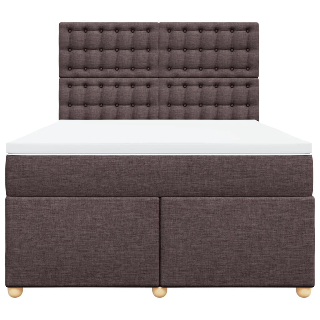 Cama com molas/colchão 160x200 cm tecido castanho-escuro