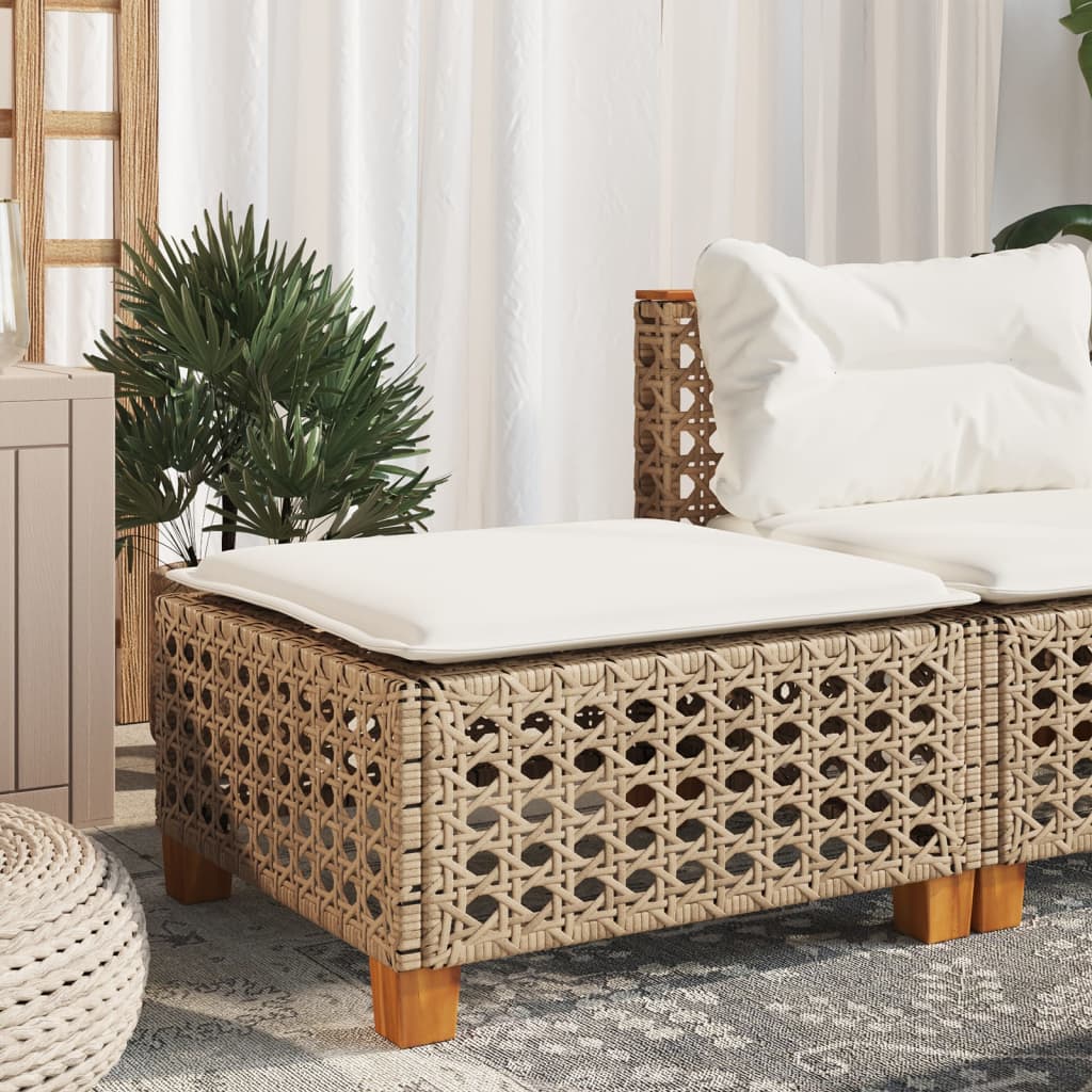 Banco de jardim com almofada 63,5x56x32 cm vime PE bege