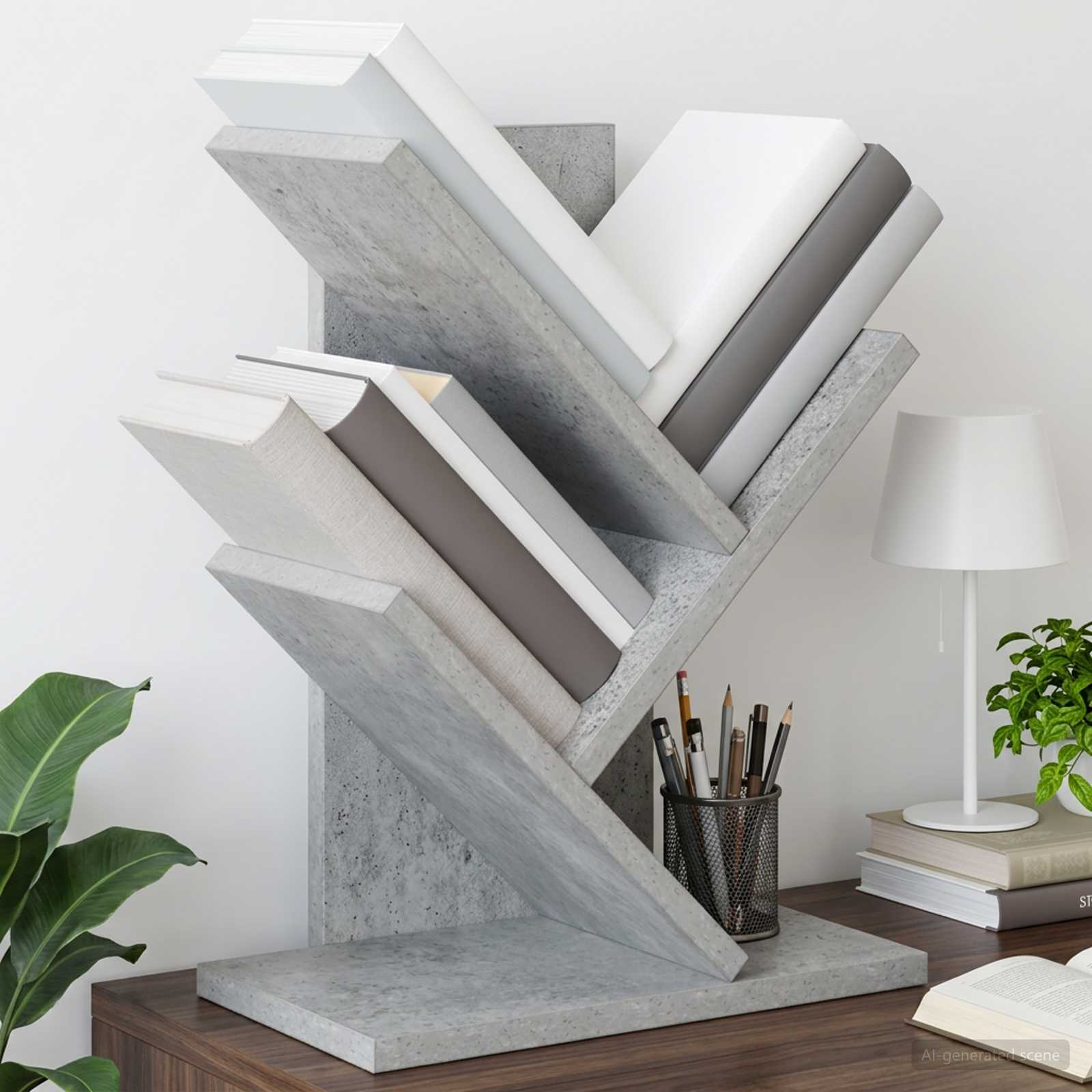Estante de livros em árvore 3 níveis 30 x 18 x 40 cm