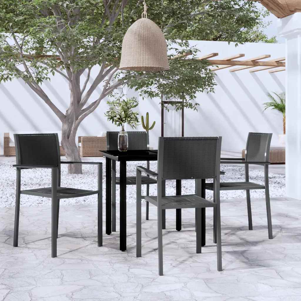 5 Pcs conjunto de jantar para jardim preto