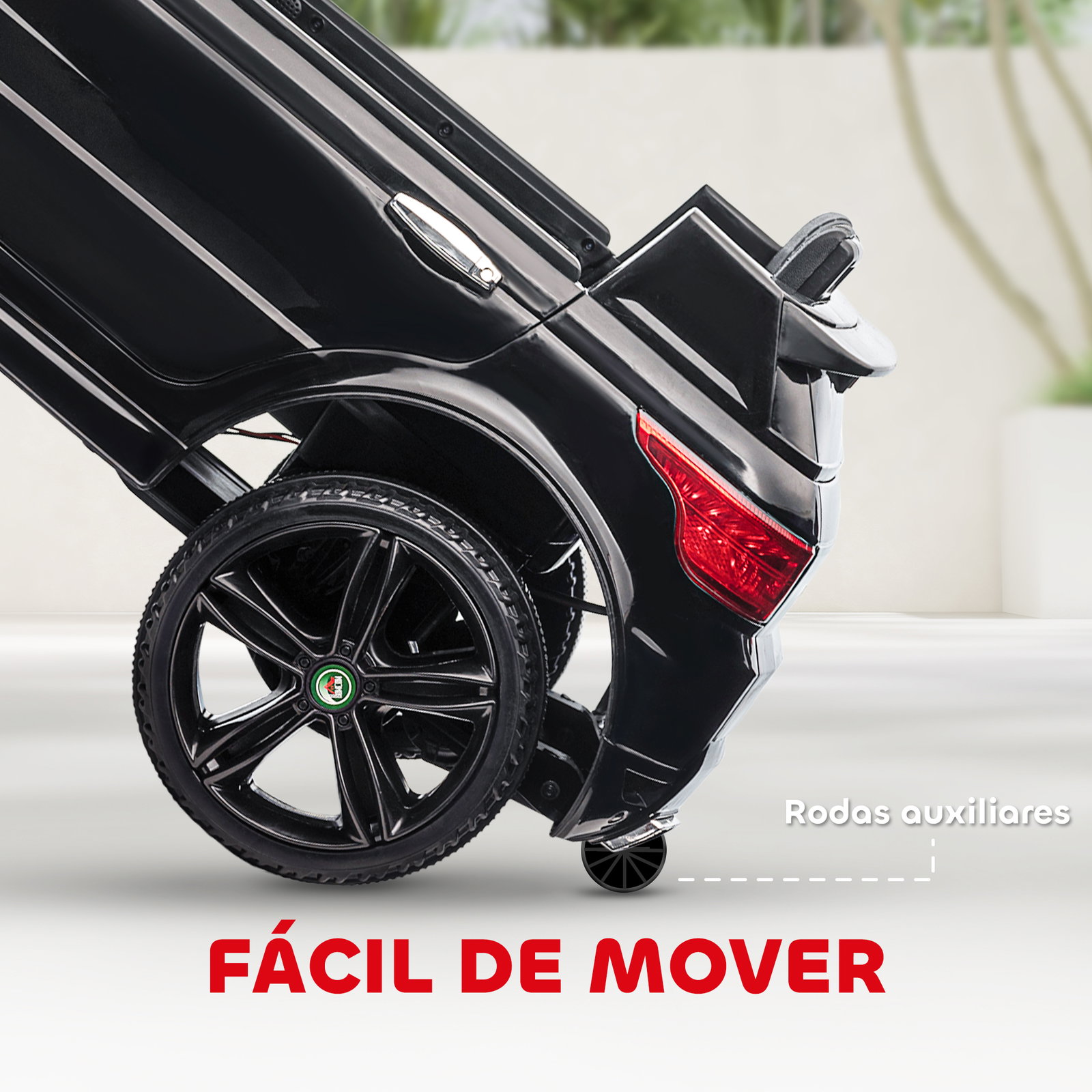Carro elétrico suv infantil 12v com 2 motores controlo remoto faróis buzina bluetooth música USB e abertura de porta 3-5km/h 110x68x52cm preto
