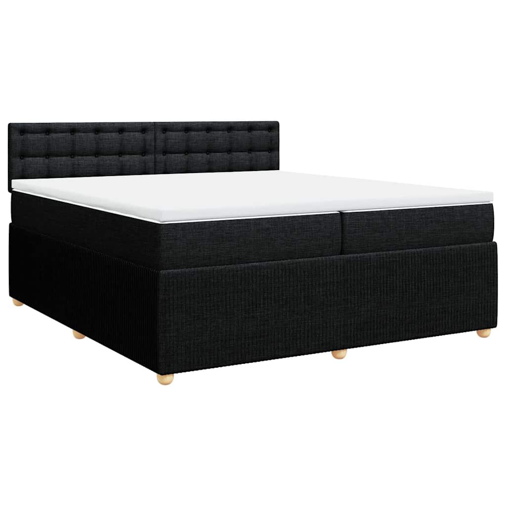Cama com molas/colchão 200x200 cm tecido preto
