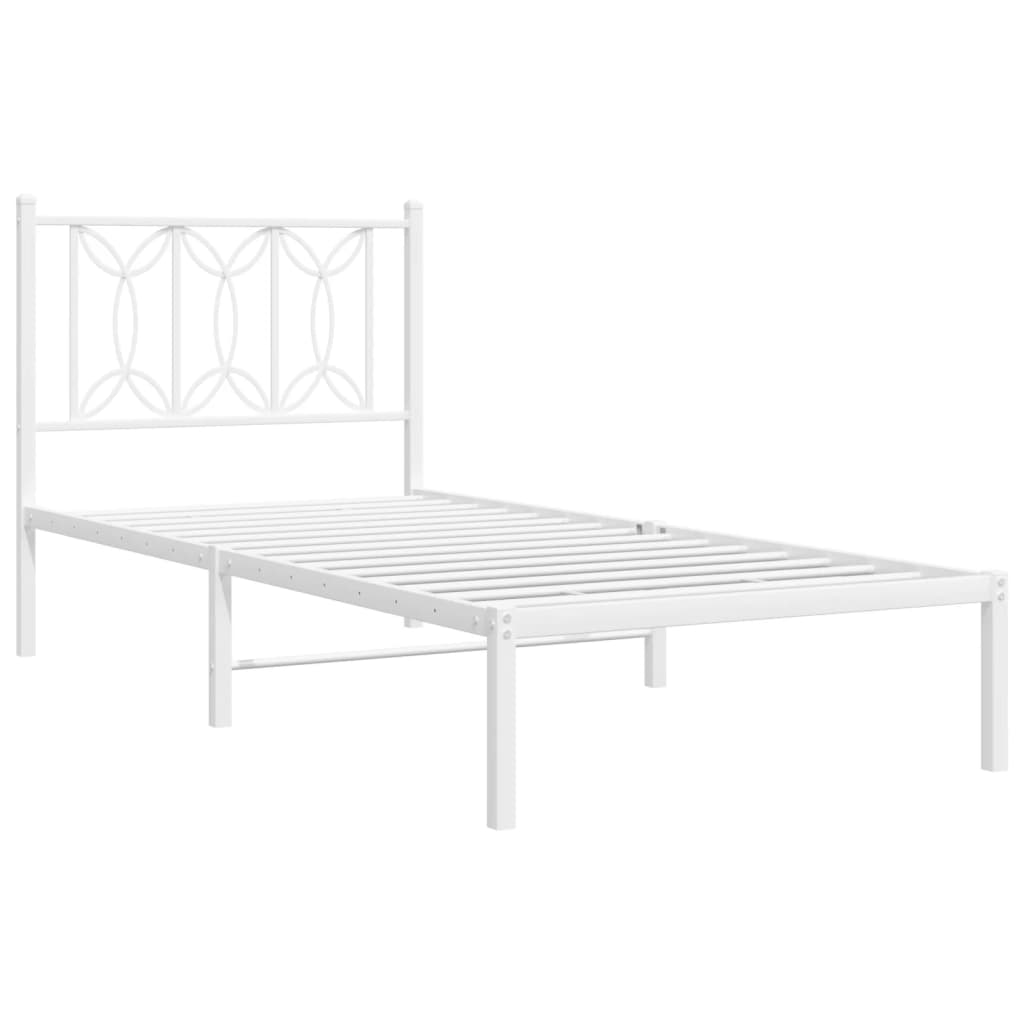 Estrutura de cama com cabeceira 90x200 cm metal branco