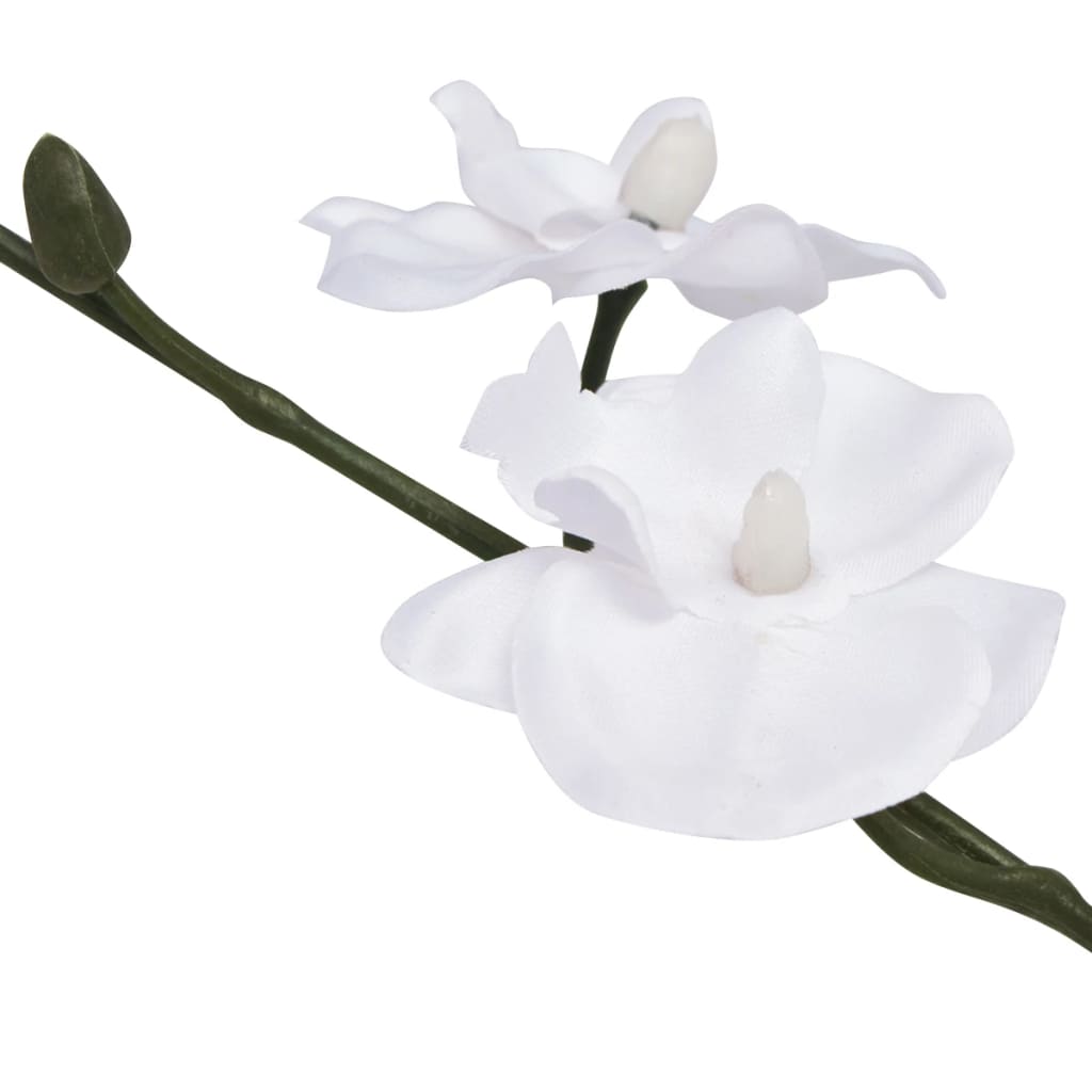 Planta orquídea artificial com vaso 30 cm branco