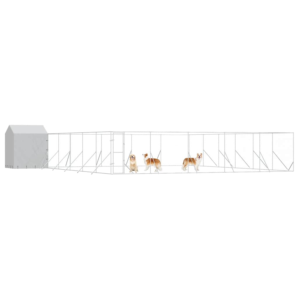 Canil de exterior com teto 12x12x2,5 m aço galvanizado prateado