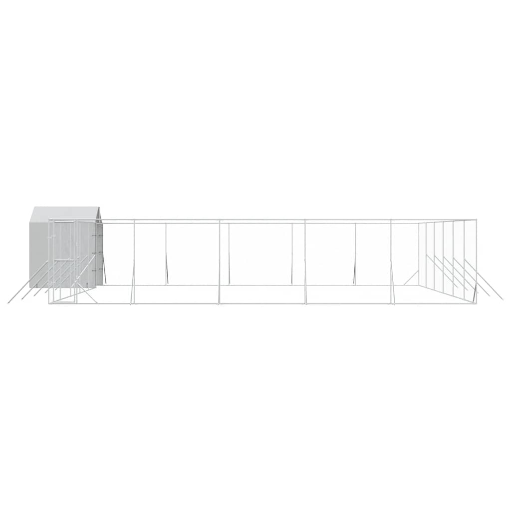 Canil de exterior com teto 12x12x2,5 m aço galvanizado prateado