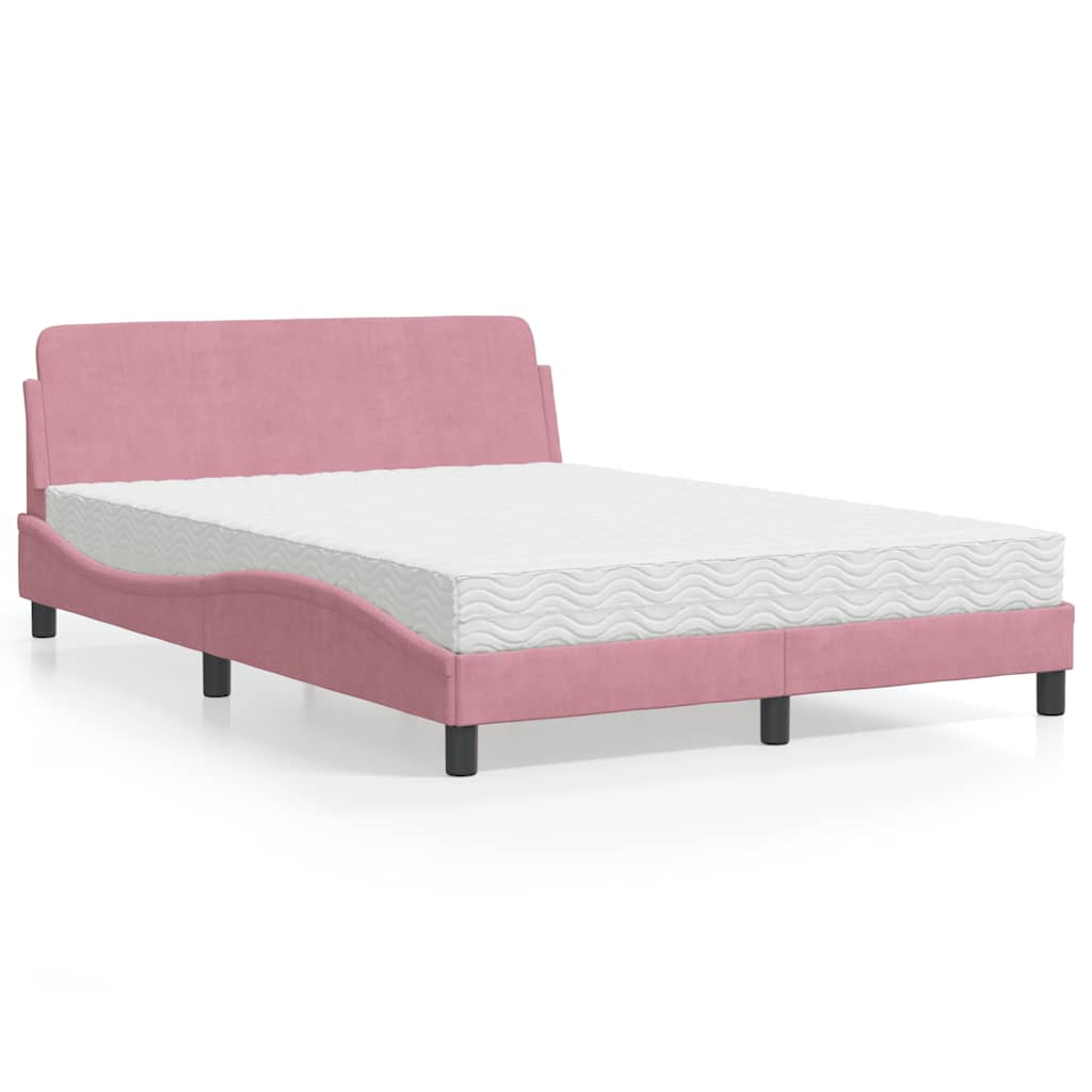 Cama com colchão dover 140x200 cm veludo rosa