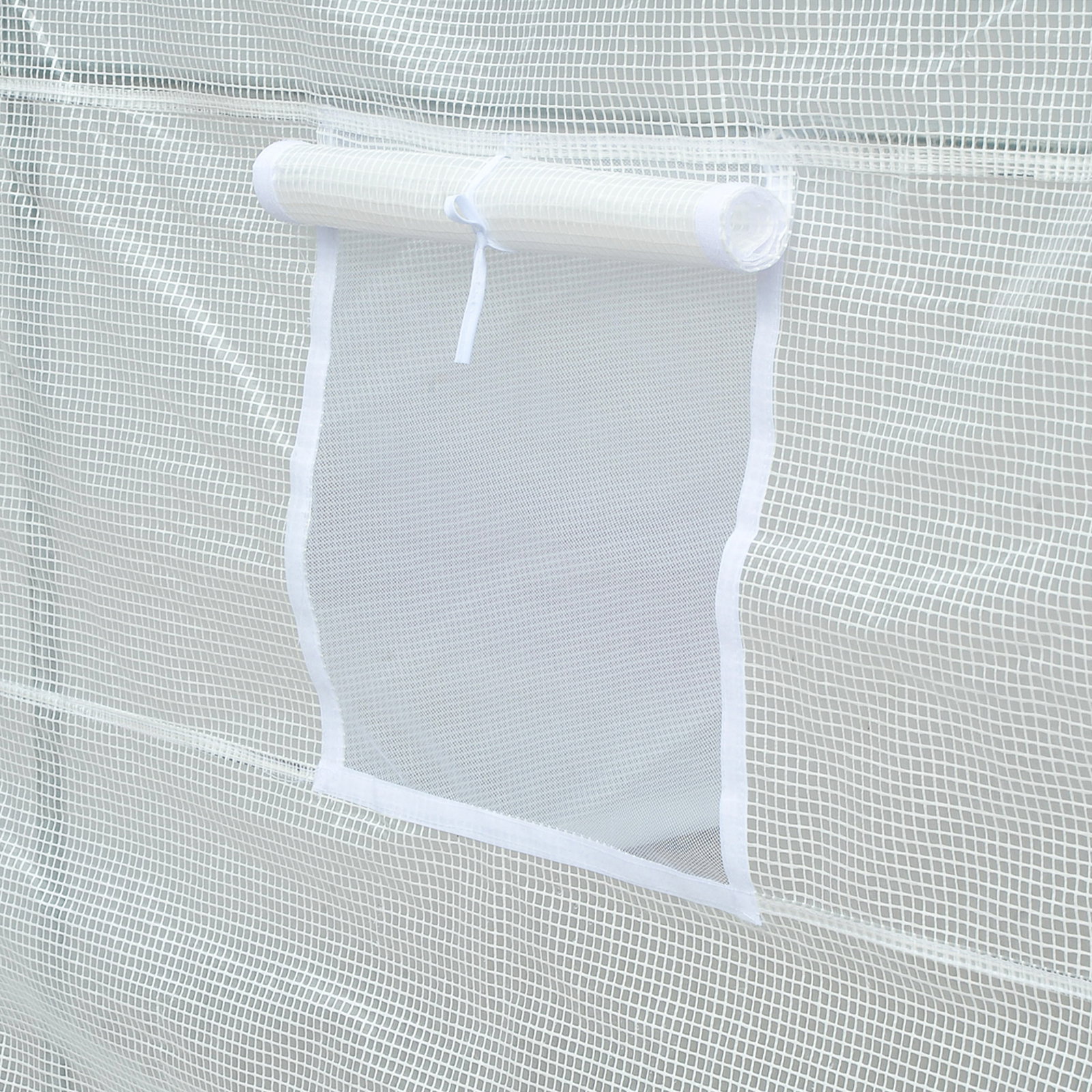Estufa Tipo Túnel 350x200x200 cm com Portas Enroláveis e 6 Janelas Cobertura de PE Estrutura de Metal Branco