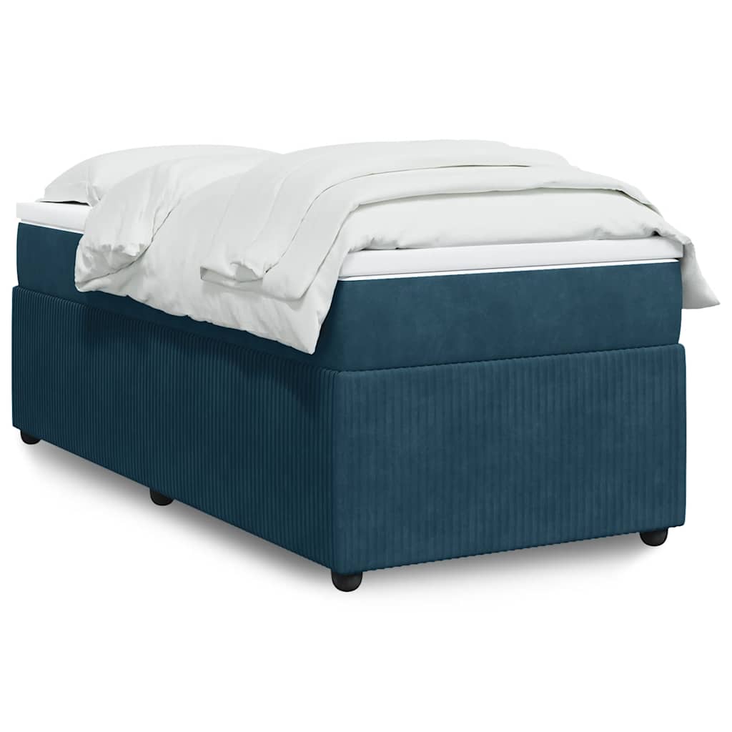 Cama com molas/colchão 90x200 cm veludo azul-escuro